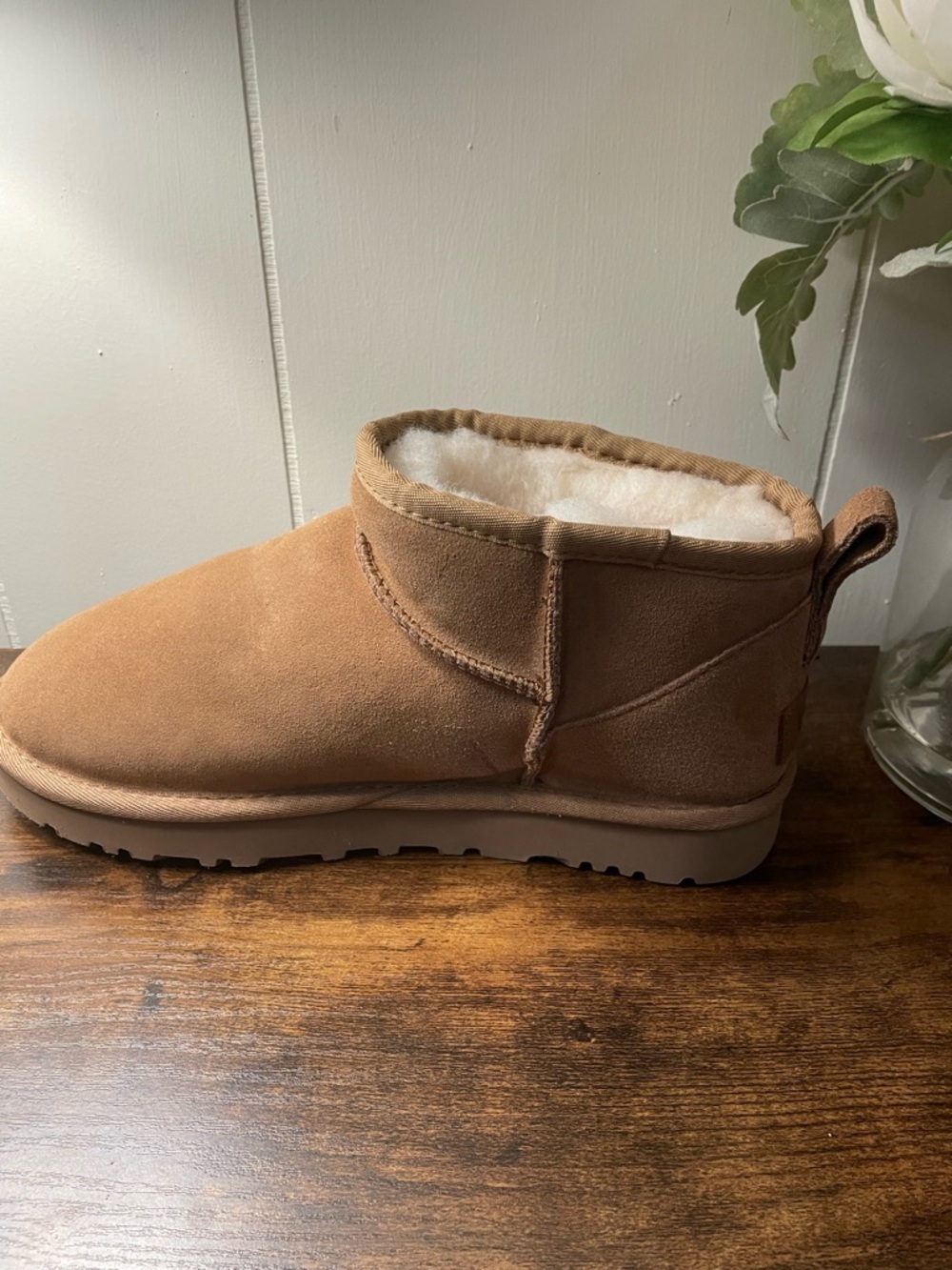 Women’s Tan Suede Sheepskin-Lined Ankle Boots